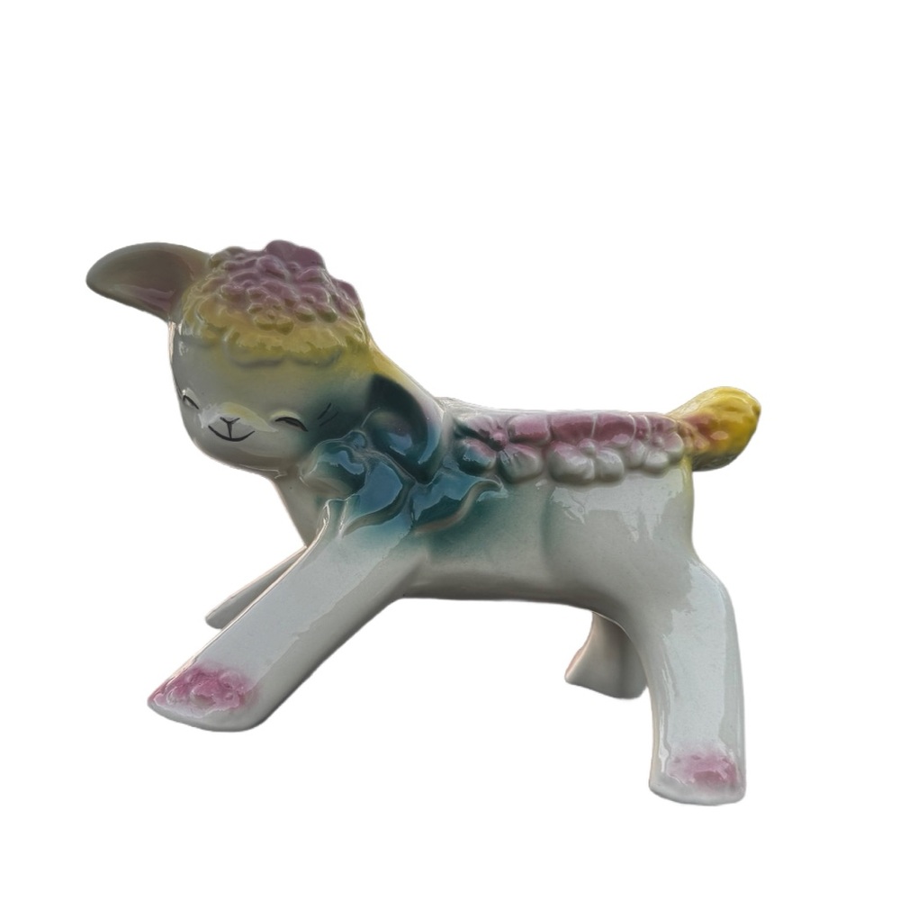 Colorful Ceramic Lamb Figurine